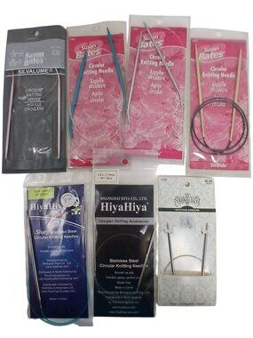 7 Circular Knitting Needles  Susan Bates HiyaHiya & Yarnology Various Sizes #D-1